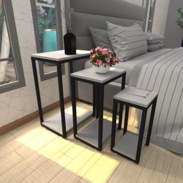 Imagem de Mesa De Cabeceira Industrial Cinza Mdf Canto Quarto Mesas De Cabeceira Mesinha Cabeçeira Cabiceira