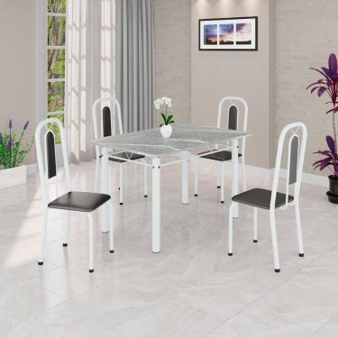 Imagem de Conjunto Sala de Jantar com 4 Cadeiras Lívia Preto / Branco
