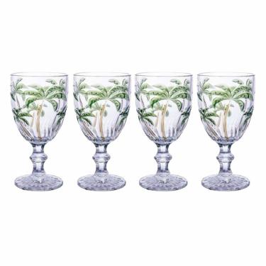 Imagem de Jogo 4 Taças Vidro Palm Tree Transparente Class Home 310ml