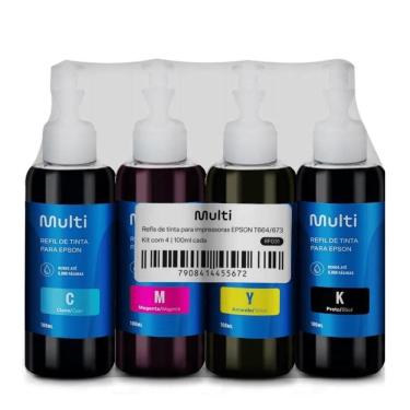 Imagem de Refil De Tinta Multilaser Epson 100ml Kit Com 4