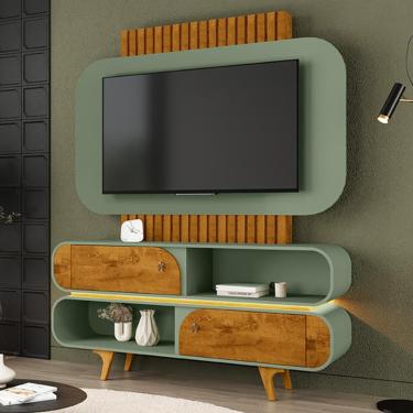 Imagem de Home Estante Rack Atalaia Para Tv Até 75 Polegadas Naturale/Pistache