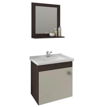 Imagem de Gabinete De Banheiro 100% Mdf Iris 44 Cm Com Espelho Cafe/off White - Mgm