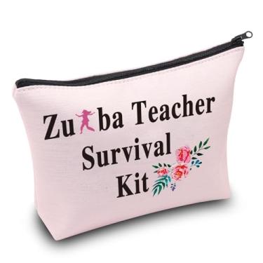 Imagem de PXTIDY Zumba Kit de sobrevivência para professores bolsa de maquiagem Zumba presente de professor de dança bolsa de professor, rosa