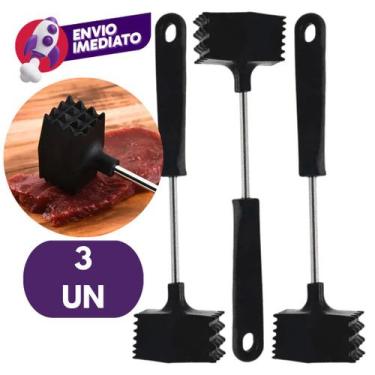 Imagem de Martelo Amaciador Carne Batedor 25cm Em Aço Inox Cabo Plástico Cozinha