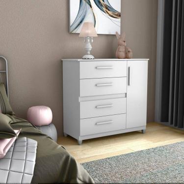 Imagem de Cômoda para Quarto 4 Gavetas New Julia Branco/Rosa/Azul