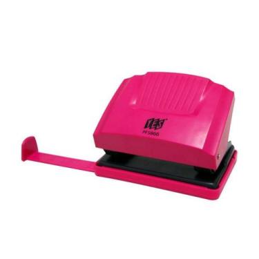 Imagem de Perfurador de Papel YES Rosa Escolar 20 Folhas com Guia com Ajuste 2 F