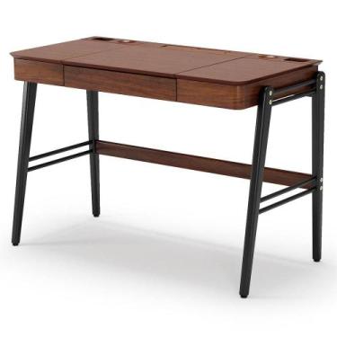 Imagem de Escrivaninha Joy com 2 Divisorias e 1 Gaveta cor Castanho e Pes Pretos