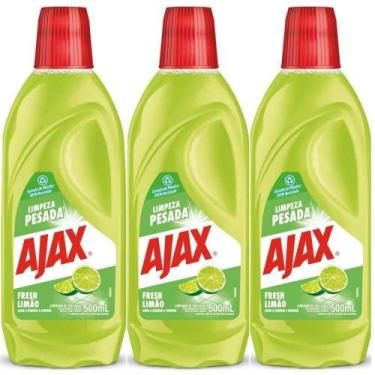 Imagem de Kit 3 Limpador Diluível Ajax Fresh Limão Limpeza Pesada 500ml