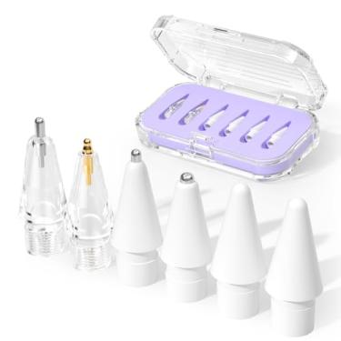 Imagem de JOOSKO Pontas de substituição atualizadas para Apple Pencil Pro/USB-C/2ª geração/1ª geração (com estojo de armazenamento), pontas de metal mistas resistentes ao desgaste para acessórios iPad Pencil