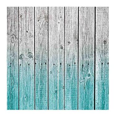 Imagem de Cortinas blackout rústicas 90%, painéis de madeira com efeito de tons digitais imagem de arte de casa de campo, decoração de janela de casa de festa de cerimônia de casamento, L 182 x C 182 cm azul
