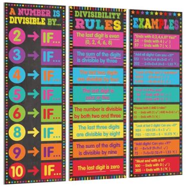 Imagem de Pasimy Pacote com 3 pôsteres de matemática, banners educativos de matemática, quadros de avisos de matemática, pôsteres de matemática, decoração de parede para decoração de sala de aula do ensino
