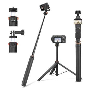 Imagem de Tripé de vara de selfie com bolso de 162 cm para câmera de ação GoPro, suporte extensível com vlog de parafuso de liberação rápida de 1/10.2 cm para DJI Osmo Pocket 3 Action 5 Pro 4 3 para Insta360 X4