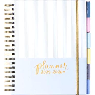 Imagem de Agenda espiral grande Eccolo 2025-2026, capa dura, visualizações semanais e mensais, 18 meses com abas, gráficos e citações inspiradoras (extra grande - 23 x 27 cm)