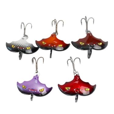 Imagem de Iscas de Pesca Realistas | 5 Iscas Para Bass | Spinners Formato de Morcego com Anzóis Revestidos para Lançamentos de Longa Distância Corvina Bagre Walleye Truta