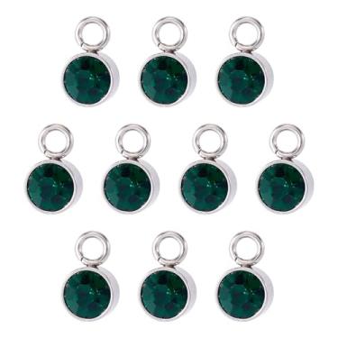 Imagem de Spritewelry Berloques de pedra do mês de nascimento de vidro com strass redondo, 10 peças, berloques de pedra de nascimento de cristal para fabricação de joias, colar, brinco