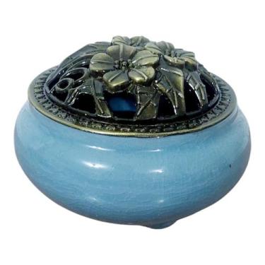 Imagem de INCENSARIO TURÍBULO DE METAL Porcelana 10 CM DEFUMADOR AZUL - ASA