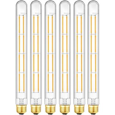 Imagem de LVYE Lâmpadas tubulares de LED, lâmpadas LED longas reguláveis E26, 10W iguais a 100 watts, branco quente 2700K, lâmpada de tubo LED Edison de 30 cm, tampa de vidro transparente T10, pacote com 6.