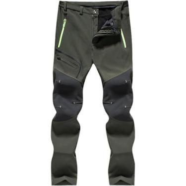 Imagem de Homens Plus Size Inverno Softshell Fleece Calças Ao Ar Livre Trekking Peixe Acampamento Escalada Caminhadas Esqui Quente, Green, 6XL