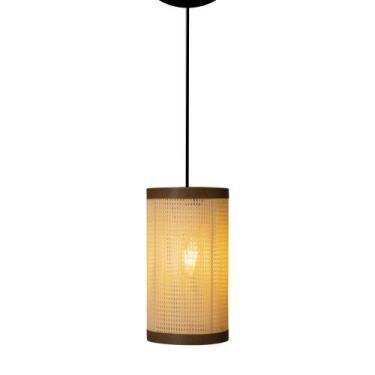 Imagem de Lustre Luminaria Cilindro Decoração Rustica Palha Aramado P - BROOKLYN