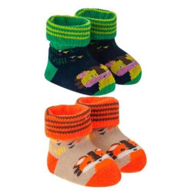 Imagem de Kit 02 Pares Meias Pantufa RAPOSA para Bebê Recém Nascido - Dalff