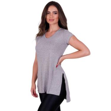 Imagem de Blusa de Academia Fitness com Fenda Ju - NAKA MODAS, P, Cinza