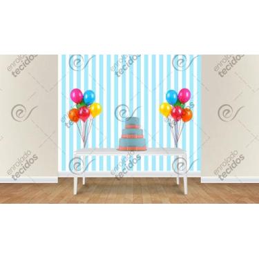 Imagem de Painel em Jacquard Estampado Listrado Azul Bebê, 3,00 x 2,80, 3,00 x 2