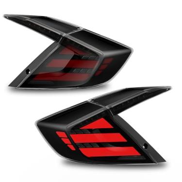 Imagem de Luzes traseiras de LED para Honda Civic Sedan 10ª geração 2016-2021, conjunto de lâmpadas traseiras traseiras com animação inicial, um par sequencial de seta de LED, fumê (não serve para Hatchback e