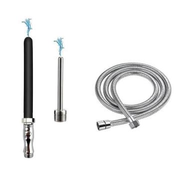 Imagem de Sistema de enema de chuveiro Funny Steel com mangueira de aço inoxidáv