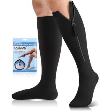 Imagem de Meias de compressão CASMON Zipper 15-20mmHg para mulheres e homens