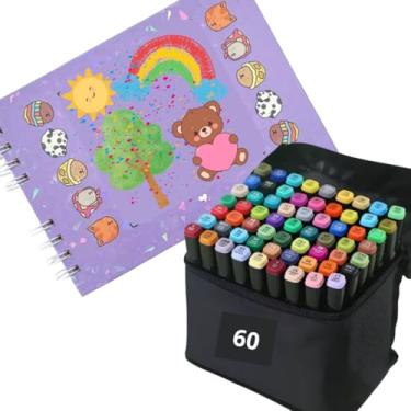 Imagem de Kit Premium Livro de Colorir Capa Dura Urso Bob Lil?s + 60 Canetinhas Coloridas lav?veis - Canetas coloridas Touch - Marcador colorido, Atividades Educativas, antiestresse (Imagens Ilustrativas)