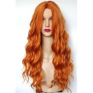 Imagem de Peruca sintética Wigbuy Long Ginger para mulheres resistente ao calor