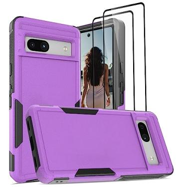 Imagem de Jeylly Capa para Google Pixel 7a, camada dupla resistente à prova de choque proteção contra quedas PC rígido + amortecedor de silicone antiarranhões e antiderrapante capa de celular para Google Pixel 7a 2023, roxo