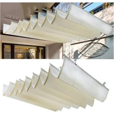 Imagem de Velas Retráteis Da Máscara Da Onda, Tampa Da Máscara Da Onda Da Pérgola Do Telhado, Toldo Permeável Da Proteção De Sun Da água Do Hdpe Com Jogo Da Montagem, Tamanho F, Off White, 1x4m