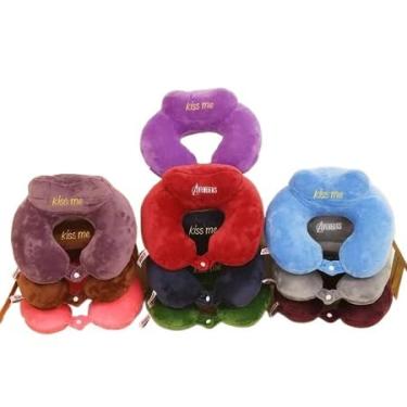 Imagem de Travesseiro de Pescoço para Viagem Travesseiro de Pescoço para Adulto Camurça com Botões Toque Macio(0359,masculino)