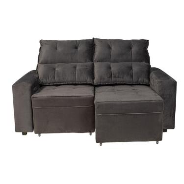 Imagem de Sofa Reclinavel 2 Lugares 1,80m Qatar Veludo Marrom com 4 Posicoes Espuma D23 para Sala de Estar