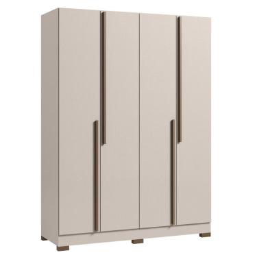 Imagem de Guarda-Roupa Casal 4 Portas 2 Gavetas com Corredicas Telescopicas Design Moderno Cores Off White / Grafite