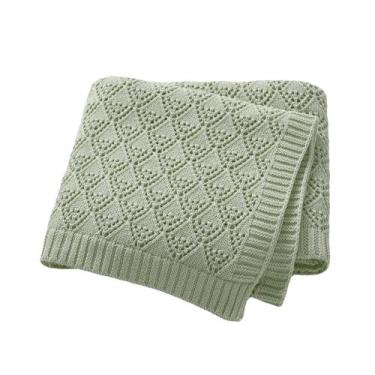 Imagem de Cobertor de bebê Neiwech 100x80 cm de algodão tricotado verde