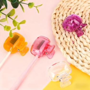 Imagem de Clipe de armazenamento de escova de dentes protetor de escova de dentes portátil essencial para viagem, capas de estojo de escova de dentes portátil, cores aleatórias, 4 pacotes