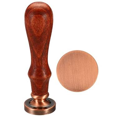 Imagem de Carimbo de lacre de cera em branco redondo, cabeça de latão removível sem alça de madeira retrô para convite de envelopes, embalagem de vinho, embrulho de presente, cobre