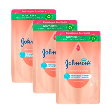 Imagem de Kit 3 Sabonete Líquido de Glicerina Johnson`s Baby Refil 380ml