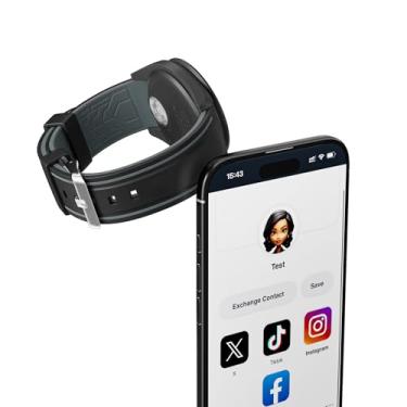 Imagem de RBIPO Pulseiras de relógio de silicone bicolor de 24 mm embutidas, regraváveis, pulseira esportiva de liberação rápida com chip NFC interno para homens e mulheres, suporta operação de toque de