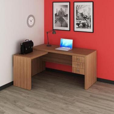Imagem de Escrivaninha/Mesa Escritório De Canto Cr25016 Amendoa - MULTIMOVEIS