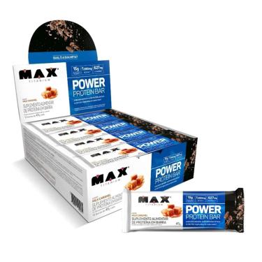 Imagem de Barra Power Protein Bar Caixa Milk Caramel Max Titanium
