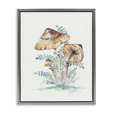Imagem de Stupell Industries Arte de parede em tela flutuante com moldura dourada de cogumelos naturais da floresta, design de Cady Driver, 78 x 63 cm