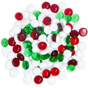 Imagem de Galashield Mármores de vidro plano para vasos, mistura de Natal, pedras preciosas de vidro, enchimento de vaso (0,5 kg, aprox. 105 peças)