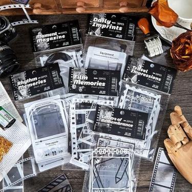 Imagem de Conjunto de 180 peças de adesivos de filme retrô para scrapbooking, adesivos vintage transparentes para adultos e crianças, suprimentos para álbuns de recortes, agenda de balas, notebook, garrafa de
