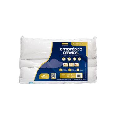 Imagem de Travesseiro Ortopédico Cervical Ergonômico Ajustável Fibrasca Percal 61% Algodão 39% Poliéster