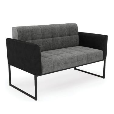 Imagem de Sofá Namoradeira 2 Lugares Base Industrial Preto Elisa Preto-linho Grafite A26 D03 - D'...
