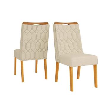 Imagem de Kit 2 Cadeiras De Cozinha Bia Cedro-linho Neve - Dj Móveis