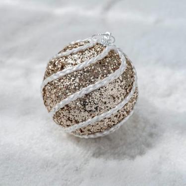 Imagem de Enfeites de bola de Natal, esferas de espuma de champanhe, decorações de árvore minimalistas modernas para festas de fim de ano, janelas e decoração de casa, 8 cm